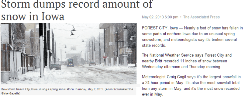 Storm dumps record
