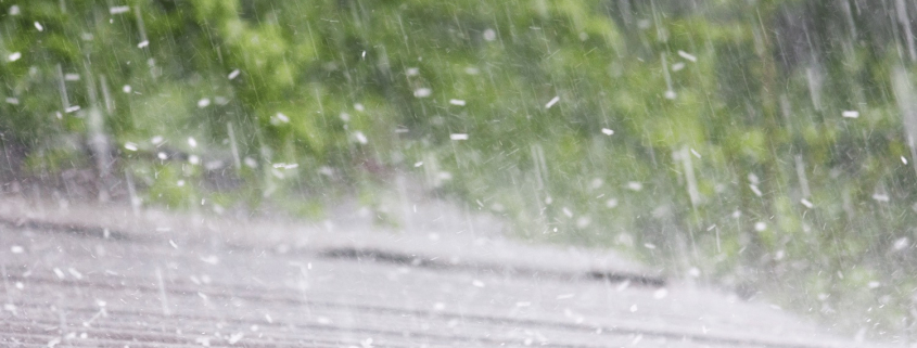 Illustration of a roof with missing shingles and water damage