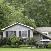 Illustration of various types of storm damage on a roof