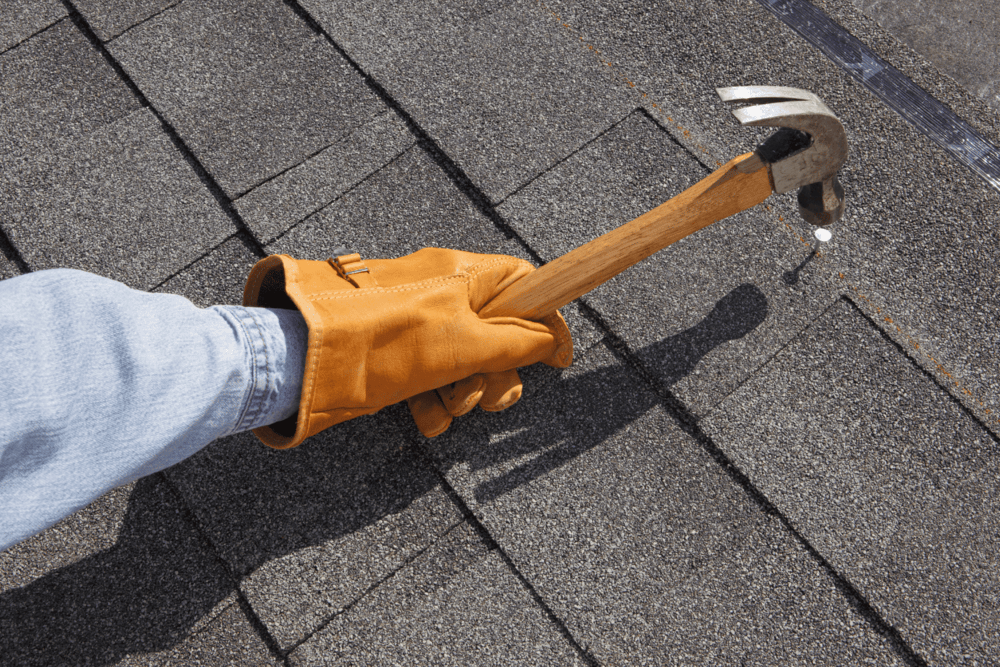 A comparison image showing DIY roof repair vs professional roofing service