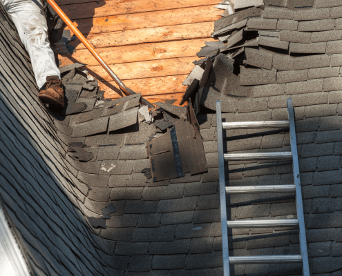 An illustration depicting the basics of shingle removal. 1
