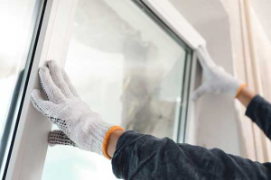 window installation with gloves