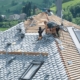 A comparison image showing DIY roof repair vs professional roofing service.