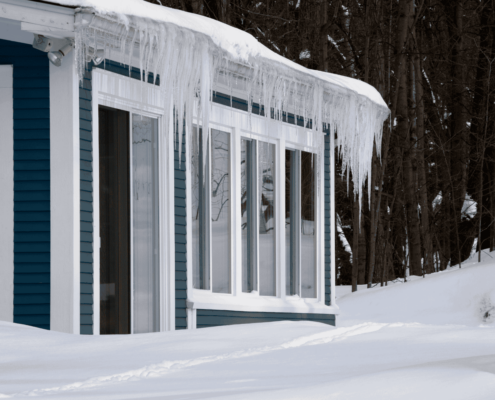 A well insulated attic, demonstrating prevention of icicles and ice dams.