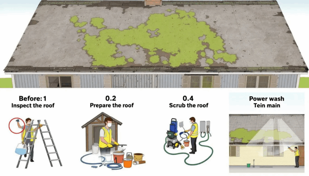 Effective methods for removing moss from roofs, including manual and chemical treatments.